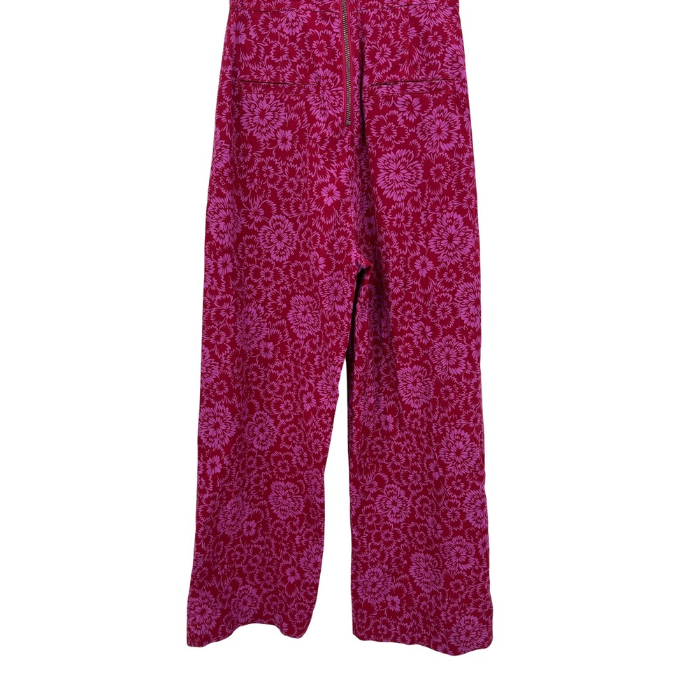 Maeve Anthropologie The Colette Jumpsuit Pink Red Floral Wide Leg Womens Size 2 - Picture 6 of 14